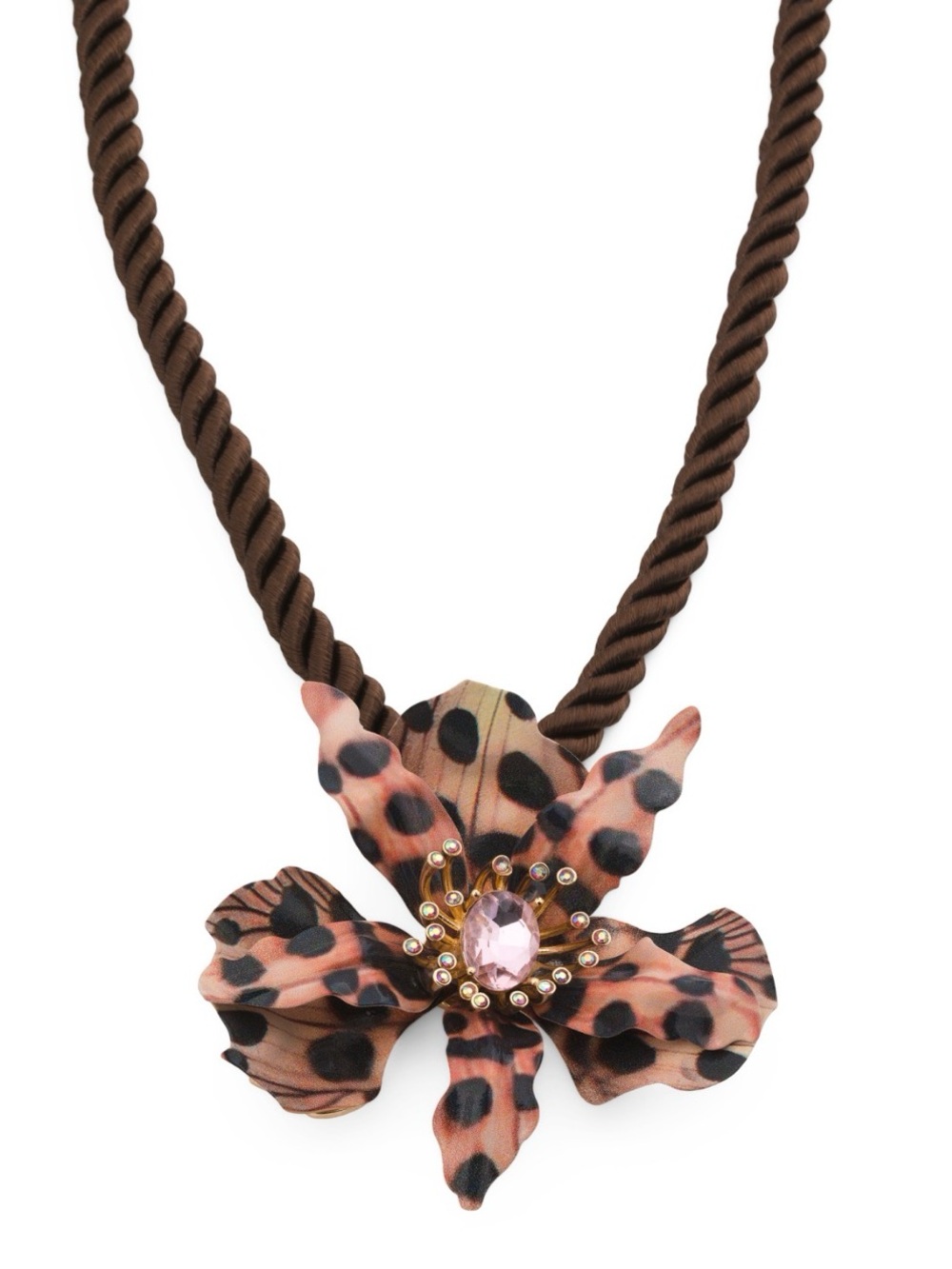 Betsey Johnson Rope Cord Orchid Necklace